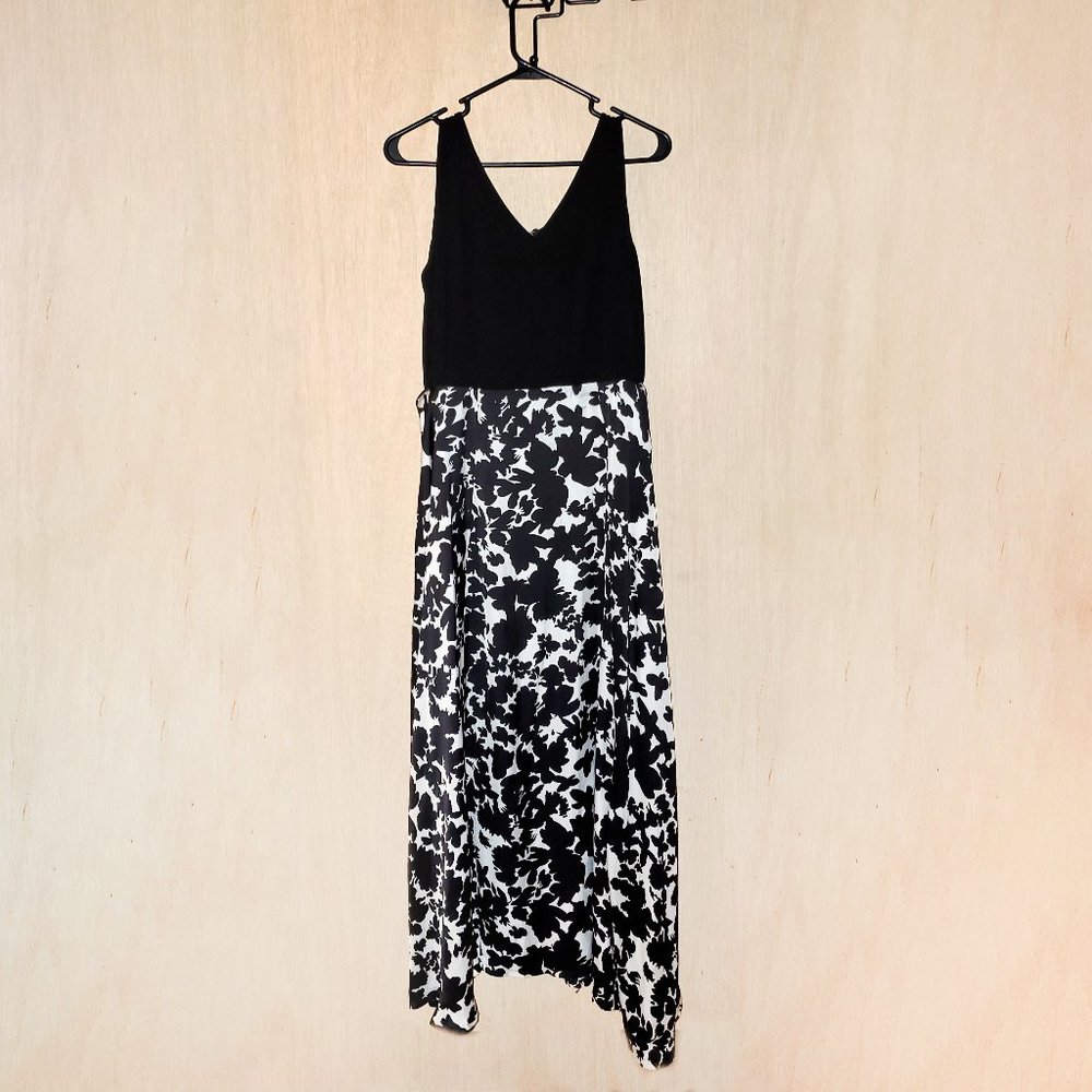 Modamix Maxi Dress with Knit Top and Printed Woven Skirt, Size 14w